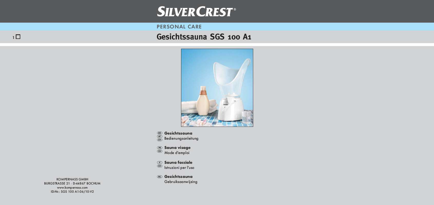Notice SILVERCREST SGS 100 A1 FACIAL SAUNA Trouver une solution à un